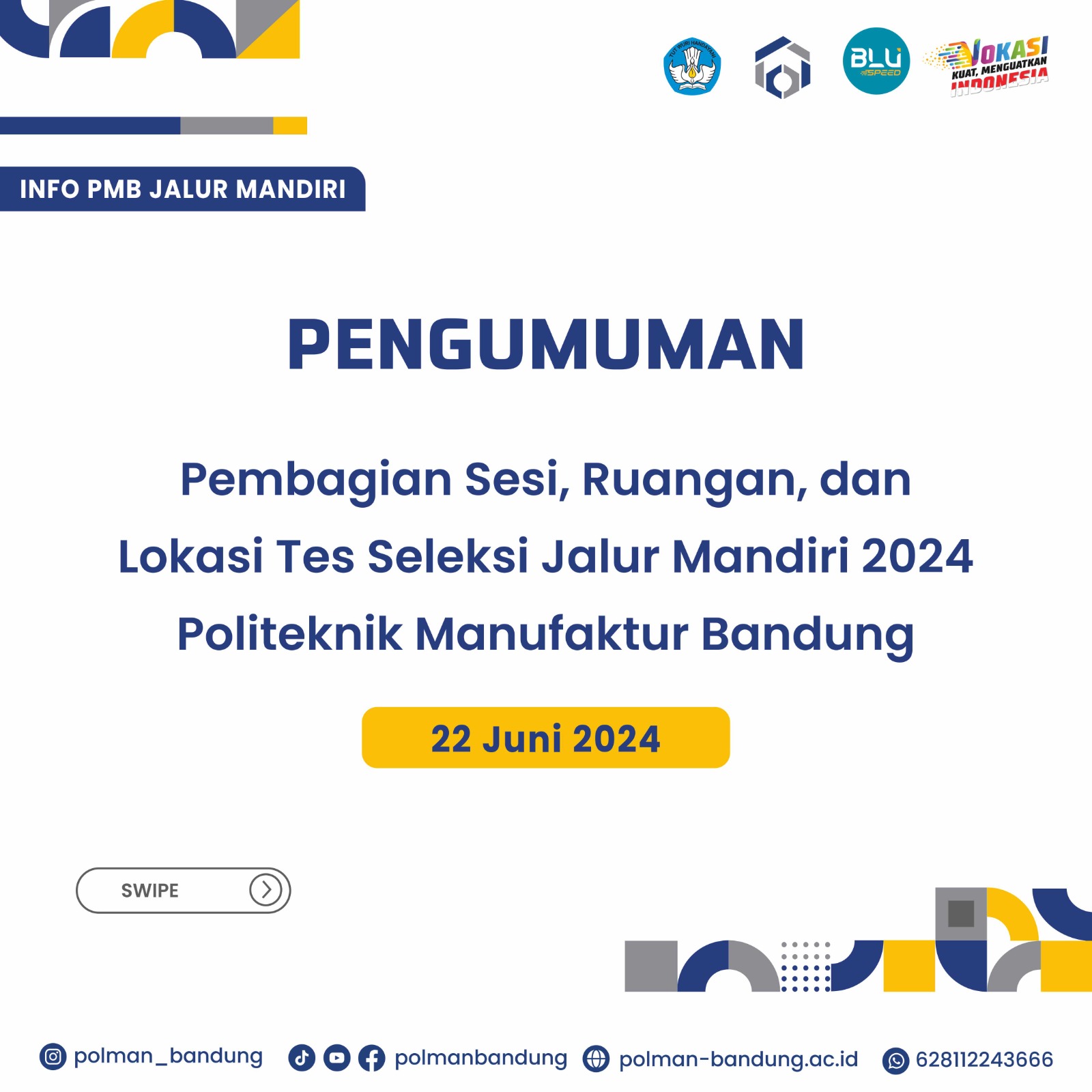 Pengumuman Pembagian Sesi, Ruangan, Dan Lokasi Tes Seleksi Jalur ...